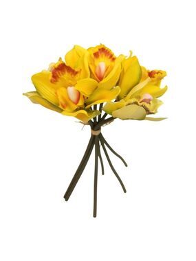 Artificial Cymbidium Orchid Bouquet 7 Stem Yellow Orchid Flowers Wedding Decor